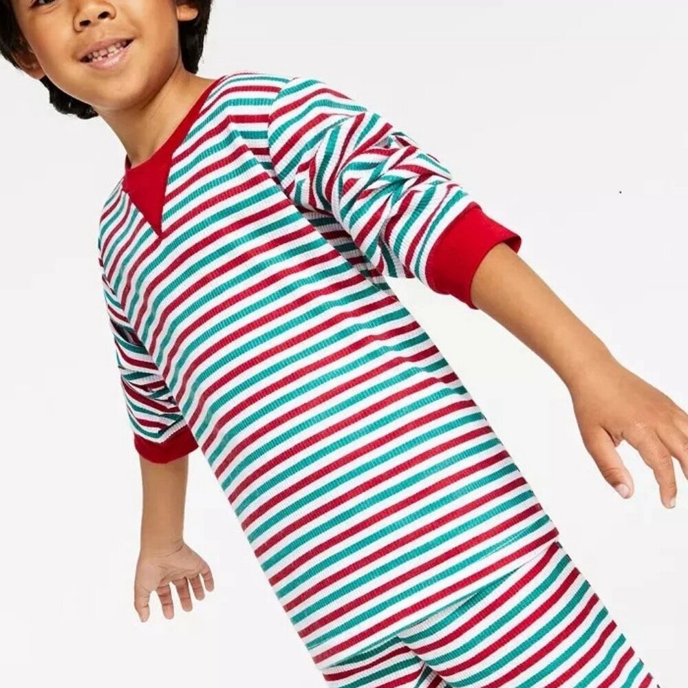 Family Pajamas Unisex Kids Boys Girls PJ Top, Candy Cane Stripe, 8 / Medium